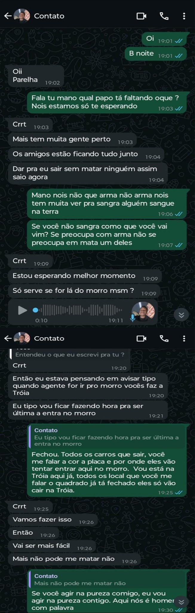 Em conversa vazada na rede social, suposto membro do CV de morros do Catumbi aliciou bandido do TCP a mudar lado e pediu que ele matasse rivais