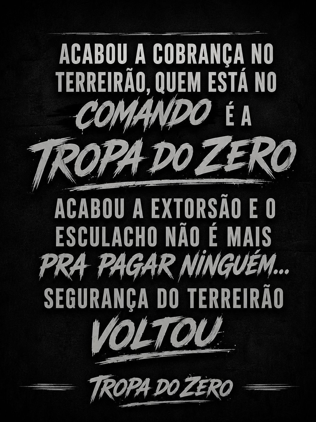 Ex-miliciano expulso que deu entrevista acusando chefão de várias mortes anuncia que está a frente do Terreirão e proibiu taxas