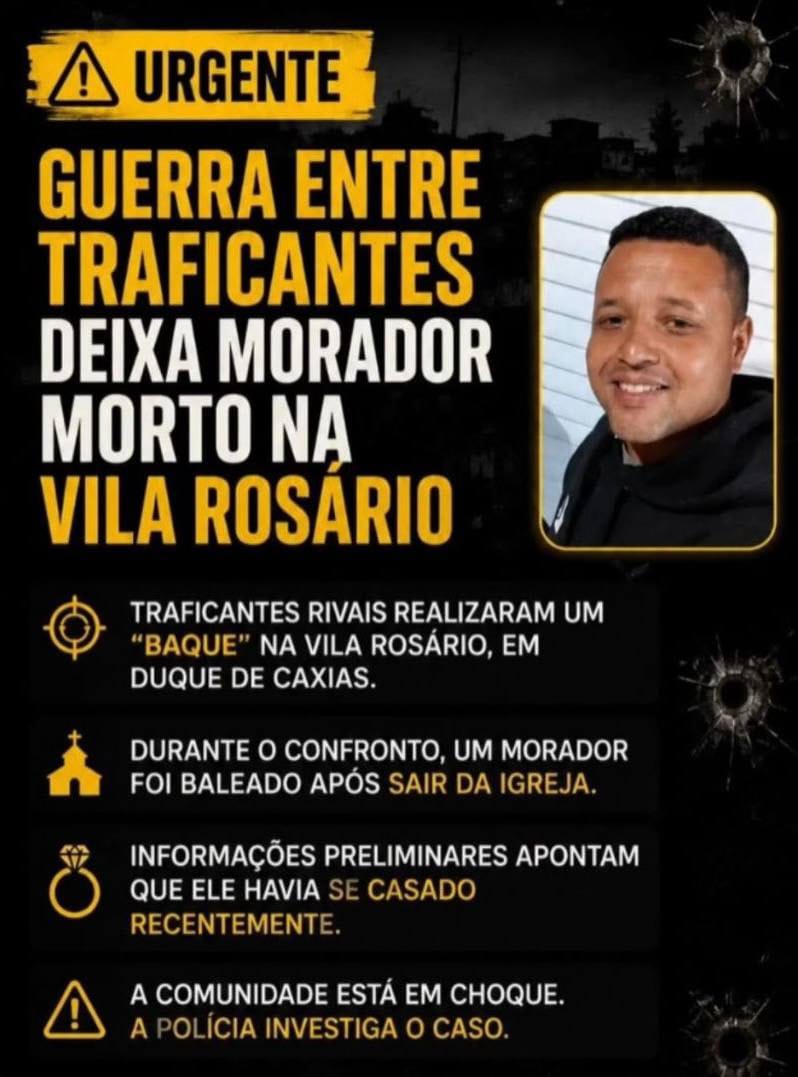 Homem morreu baleado ao sair de igreja durante guerra de facções em Caxias