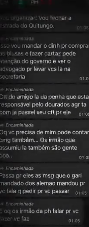 Conversas levantam suspeitas que líder comunitária de Brás de Pina teria ligação com traficantes e mobilizado moradores para fechar ruas. OUÇA